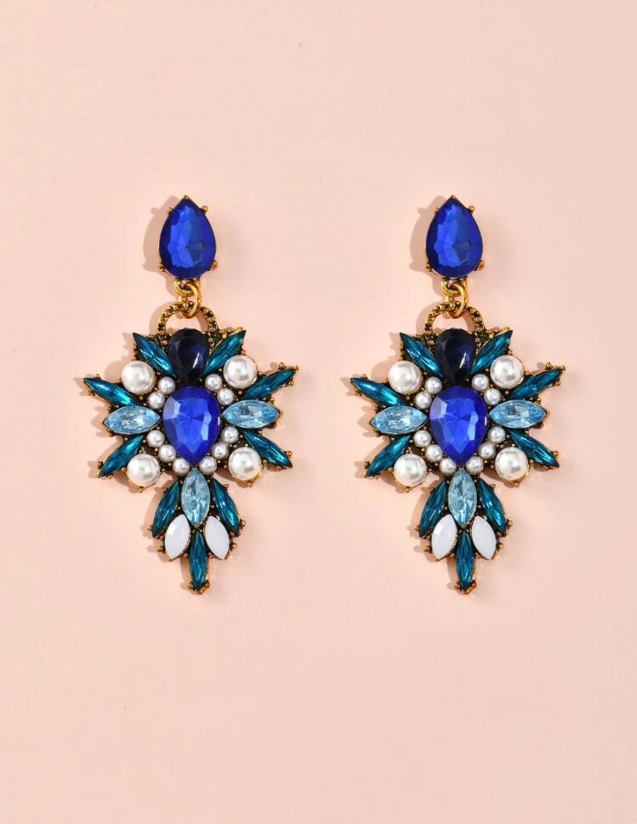 Blue Pearl Star Earrings