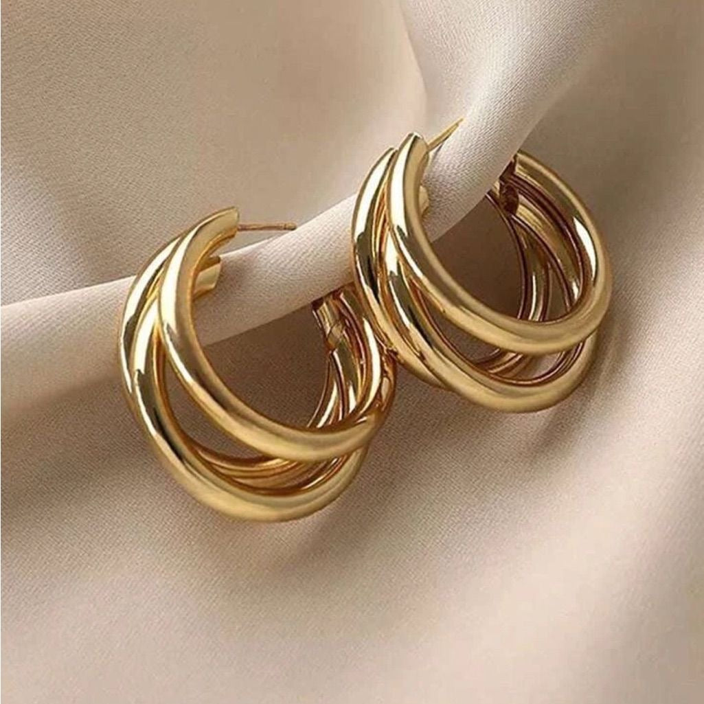 Triple Chunky C Hoops