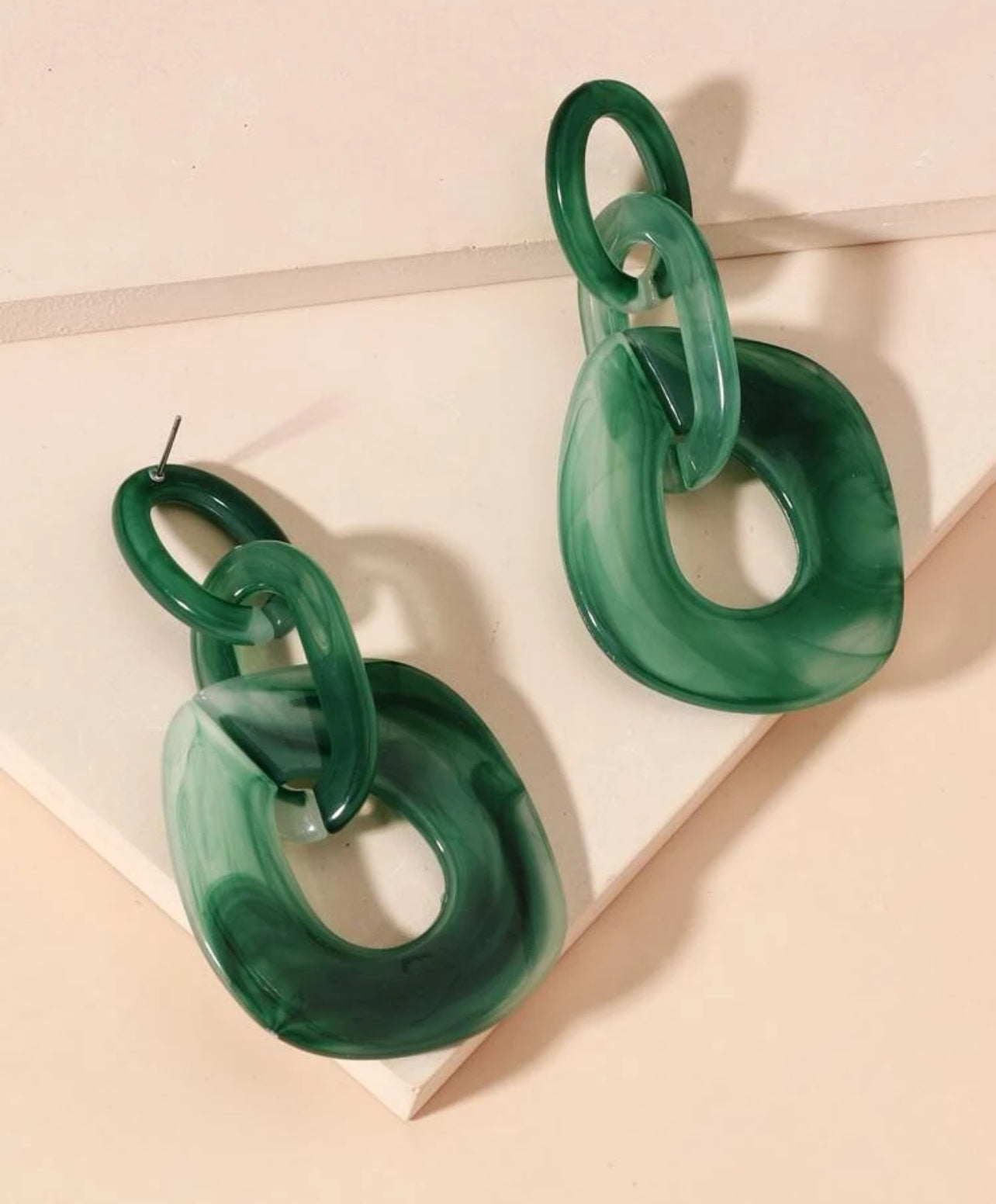 Green Chain Earrings