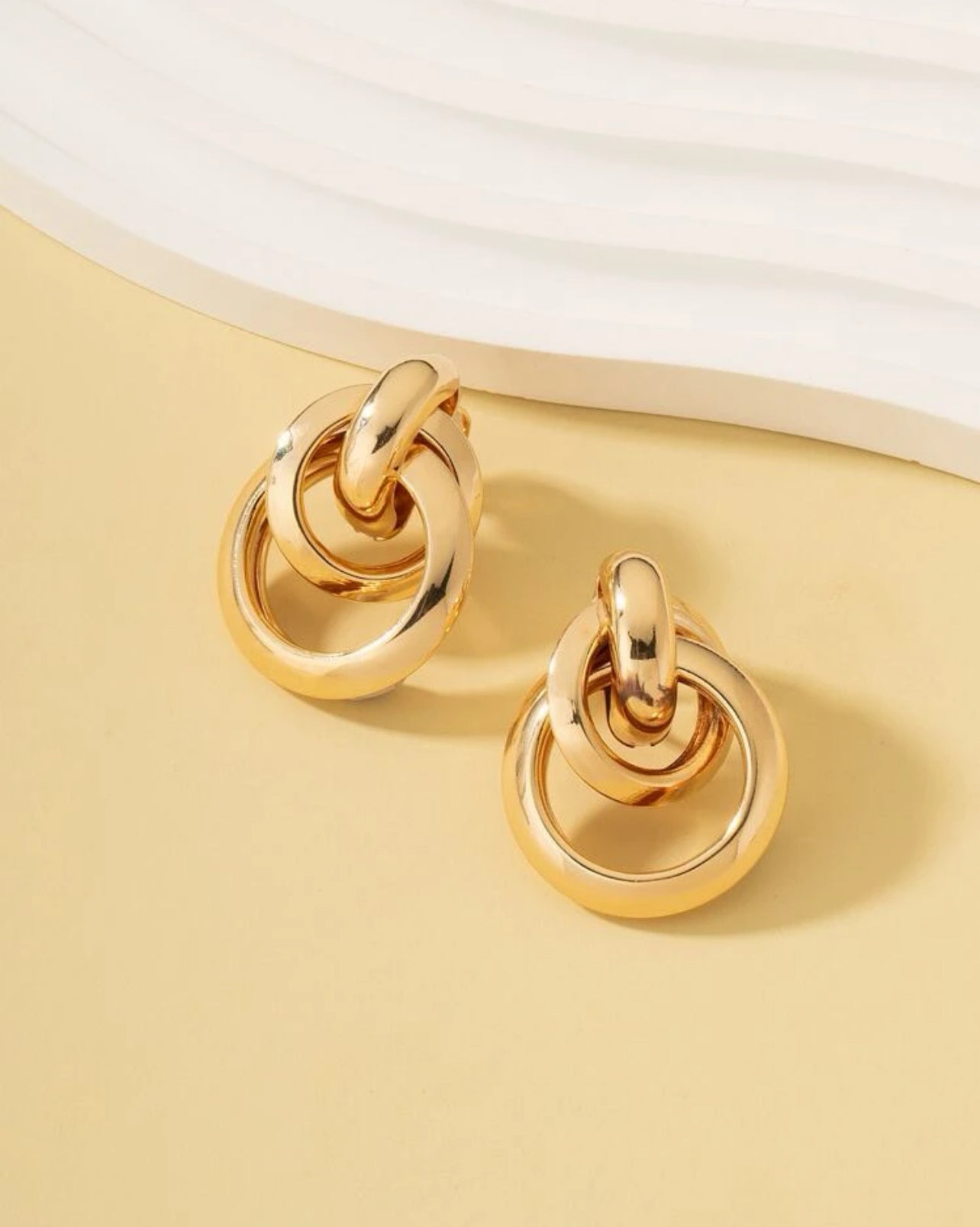 Triple Circle Gold Earrings