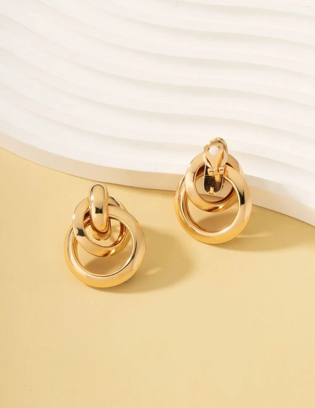 Triple Circle Gold Earrings