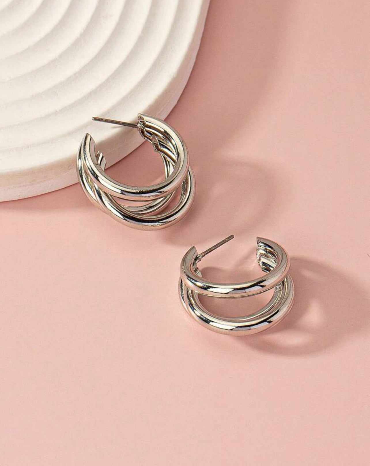 Triple Chunky C Hoops