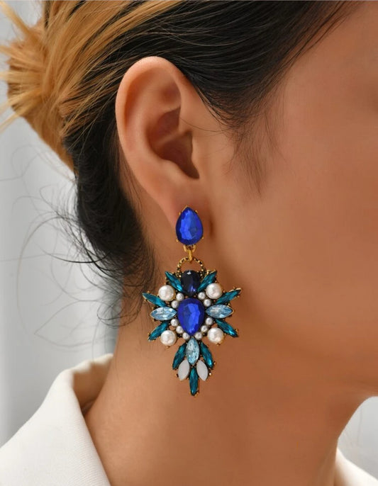 Blue Pearl Star Earrings