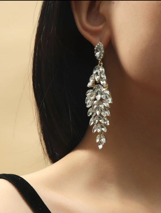 Diamond Feather Earrings ￼
