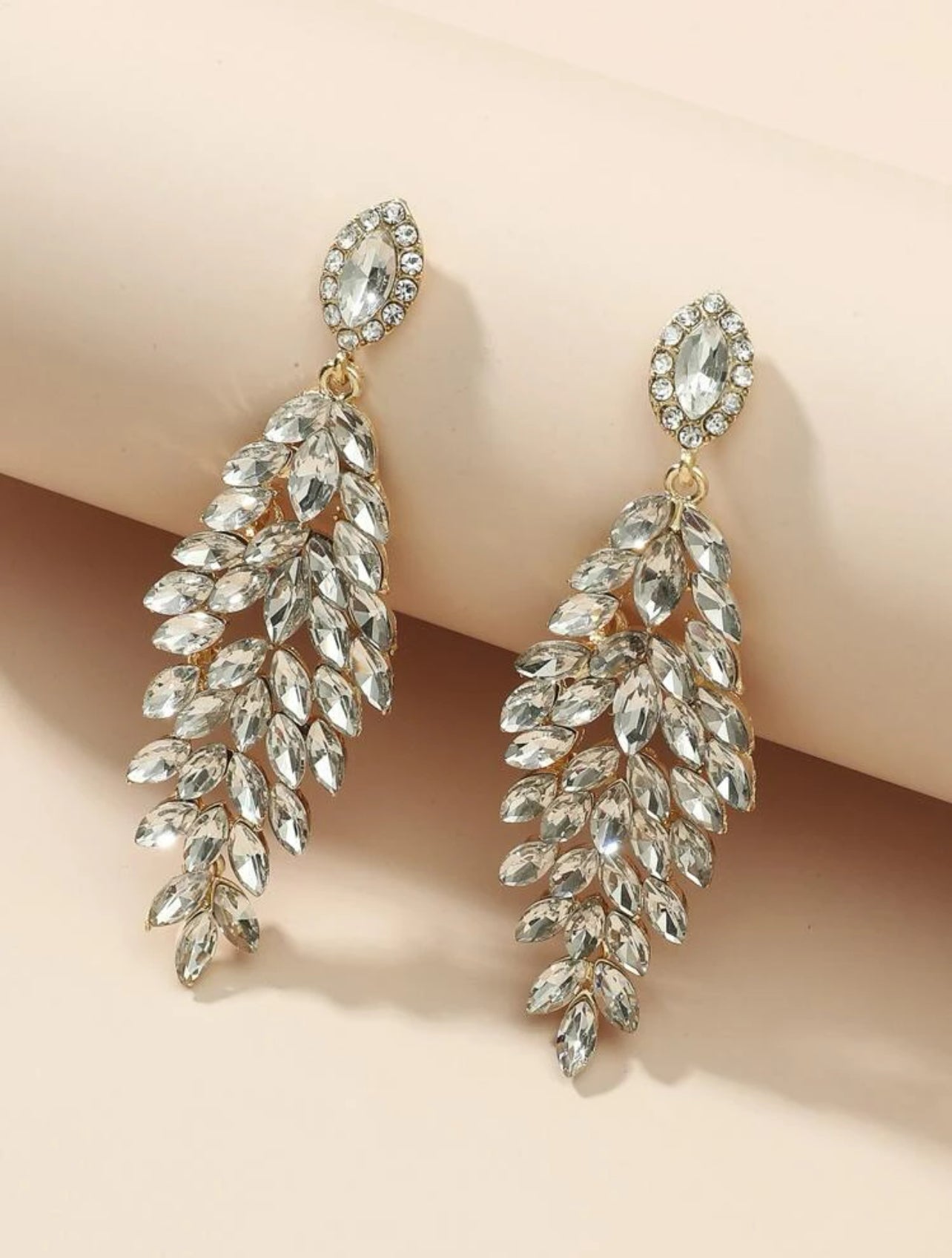 Diamond Feather Earrings ￼