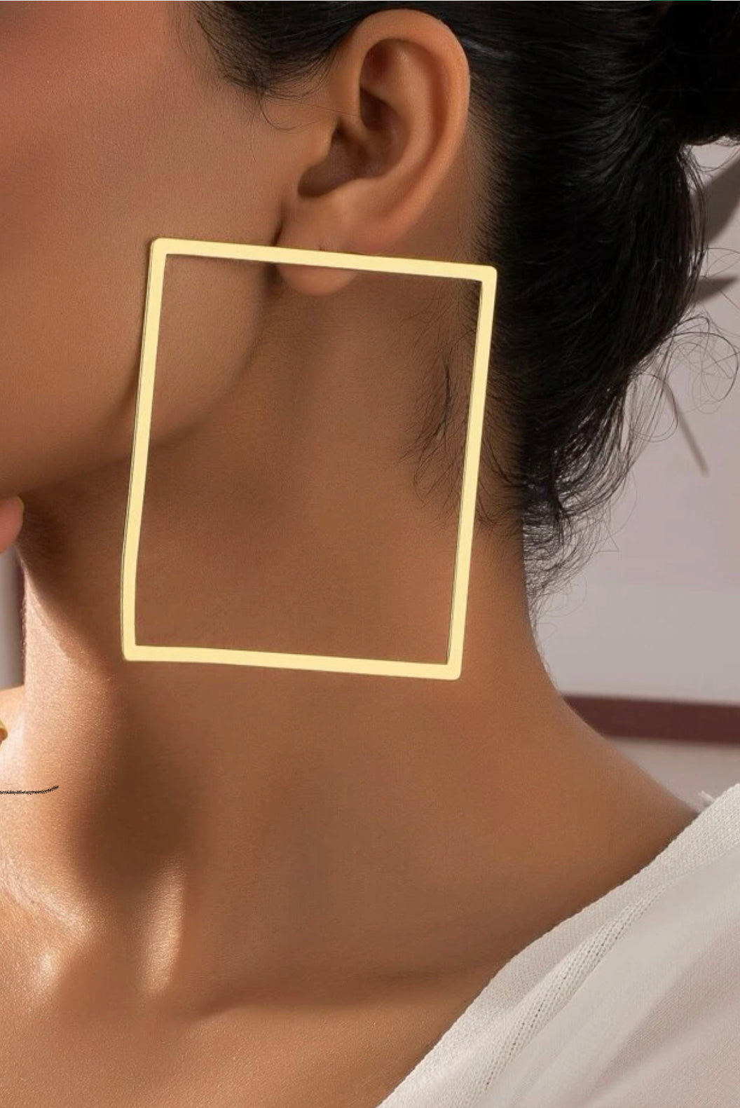 Square Gold Stud Hoops