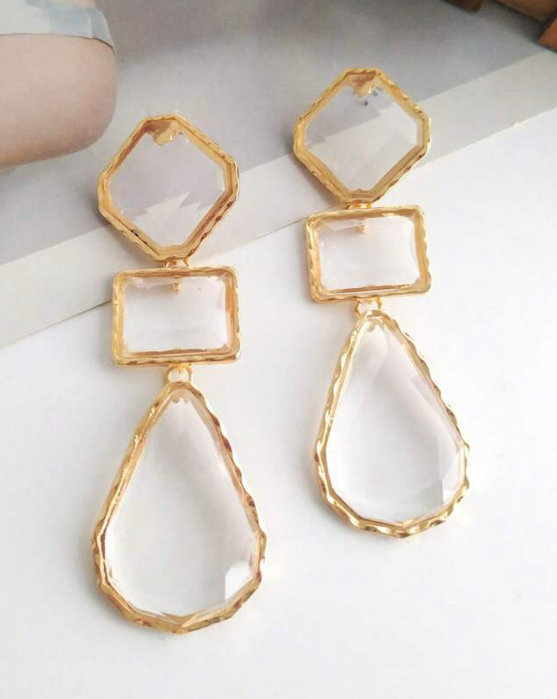 Diamond Square Drop Earrings