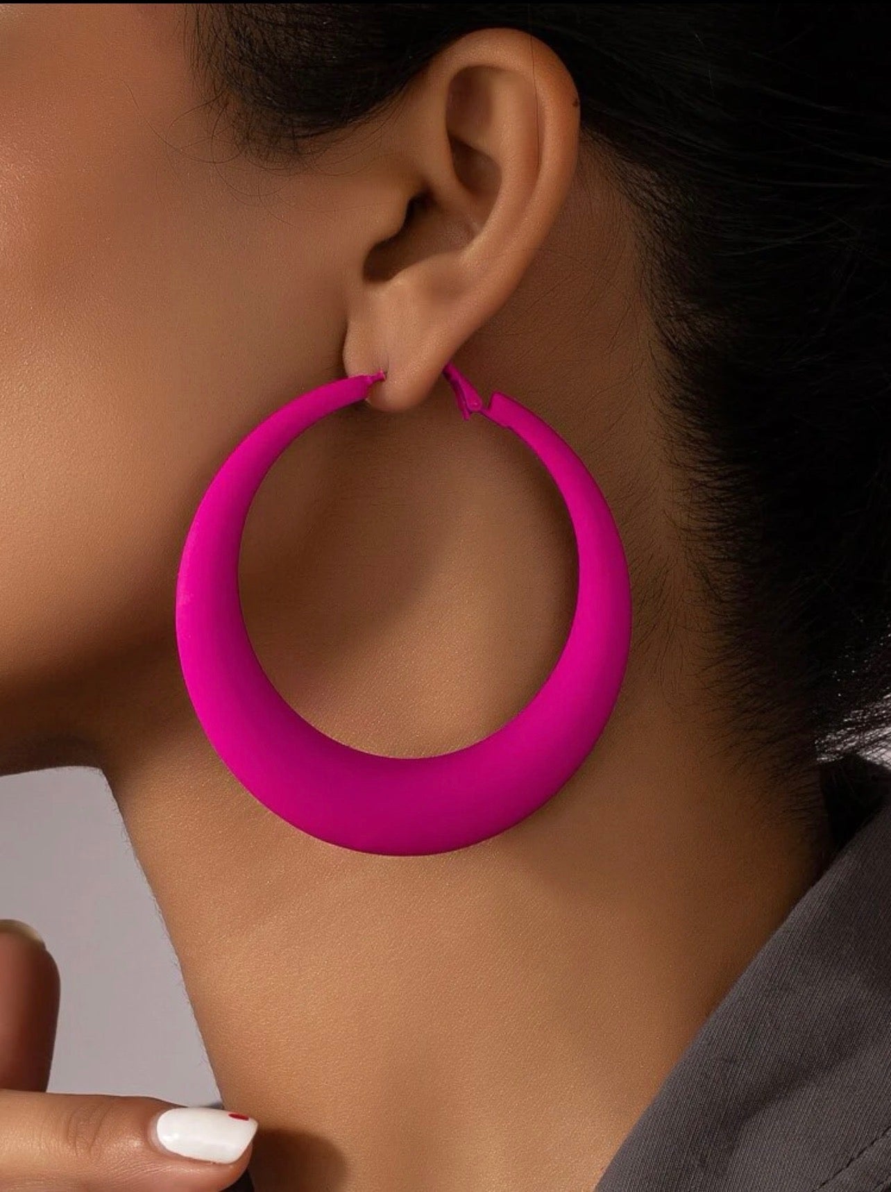 Pink Crescent Earrings